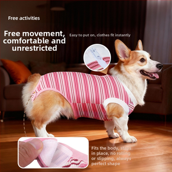 Sterilizačný oblek pre malé psy – priedušný polyester, unisex, pooperačné nohavice proti olizovaniu