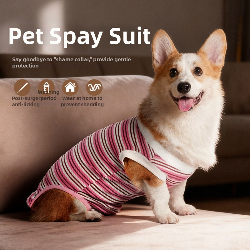 Sterilizačný oblek pre malé psy – priedušný polyester, unisex, pooperačné nohavice proti olizovaniu