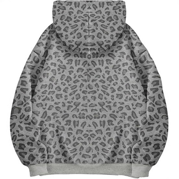 Pánska mikina s kapucňou s leopardím vzorom, digitálny potlač, voľný strih, dlhé rukávy, okrúhly výstrih, 88% polyester