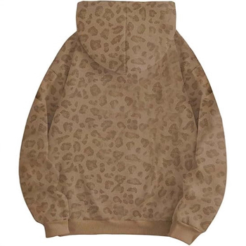 Pánska mikina s kapucňou s leopardím vzorom, digitálny potlač, voľný strih, dlhé rukávy, okrúhly výstrih, 88% polyester