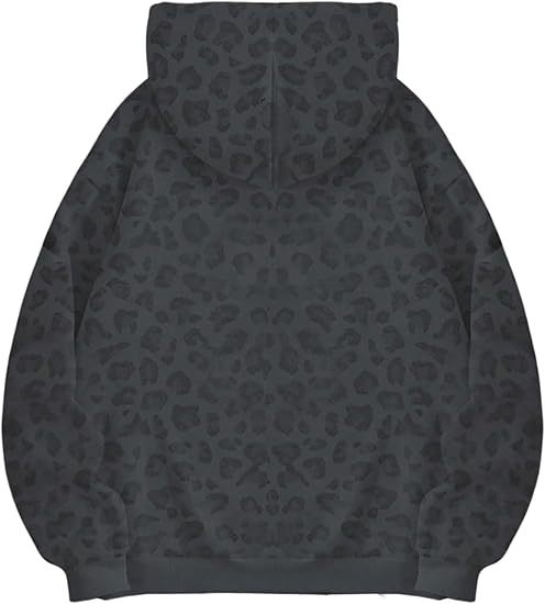 Pánska mikina s kapucňou s leopardím vzorom, digitálny potlač, voľný strih, dlhé rukávy, okrúhly výstrih, 88% polyester