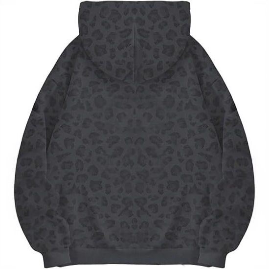 Pánska mikina s kapucňou s leopardím vzorom, digitálny potlač, voľný strih, dlhé rukávy, okrúhly výstrih, 88% polyester