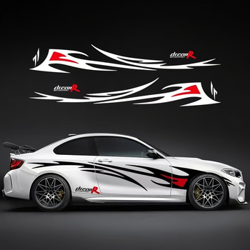 Цял автомобилен стикер с ивици — самозалепващ; материал: стикер; патерн: ивици; монтаж: присоска