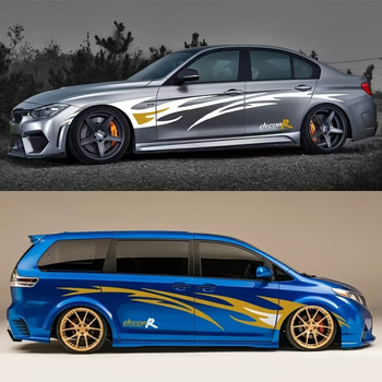 Цял автомобилен стикер с ивици — самозалепващ; материал: стикер; патерн: ивици; монтаж: присоска