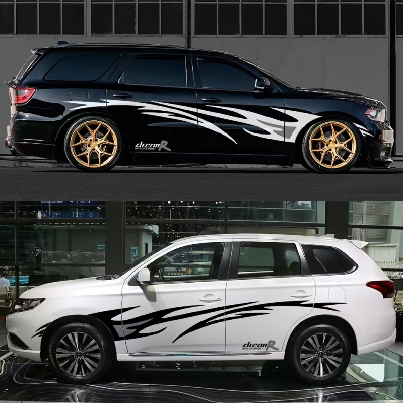 Цял автомобилен стикер с ивици — самозалепващ; материал: стикер; патерн: ивици; монтаж: присоска