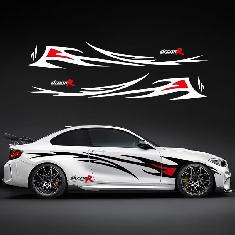 Цял автомобилен стикер с ивици — самозалепващ; материал: стикер; патерн: ивици; монтаж: присоска