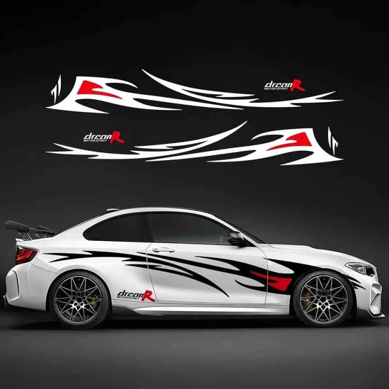 Цял автомобилен стикер с ивици — самозалепващ; материал: стикер; патерн: ивици; монтаж: присоска