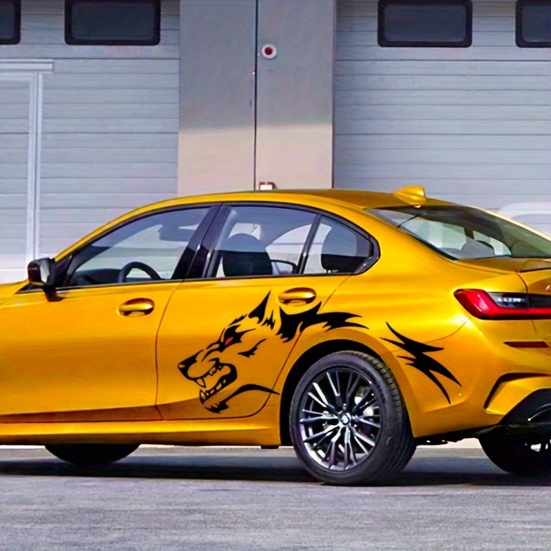 Automobilová samolepka s logom vlka, reflexná, vodotesná, montáž pomocou sacích častí — 2 ks / 1 pár