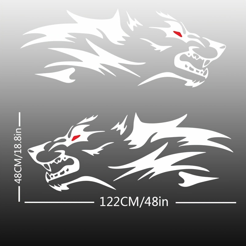 Automobilová samolepka s logom vlka, reflexná, vodotesná, montáž pomocou sacích častí — 2 ks / 1 pár