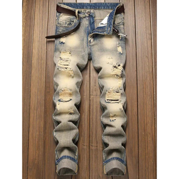 Farmernadrág egyenes szabású, laza fazon, vintage mosott, kopott részletek, fleece bélés