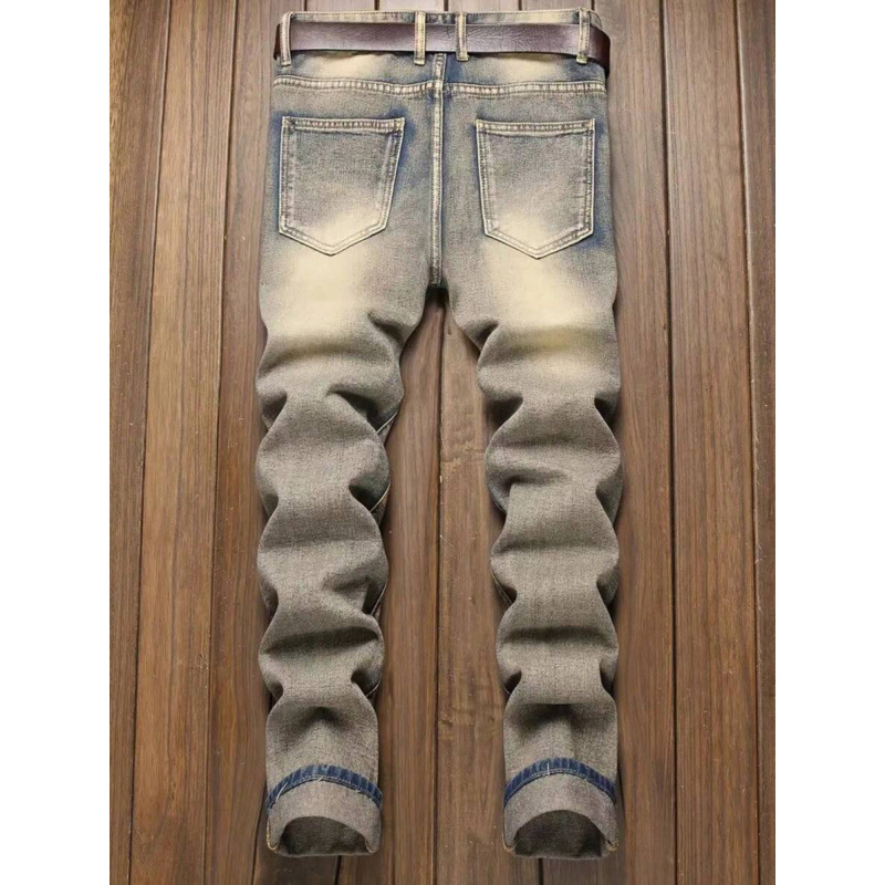 Farmernadrág egyenes szabású, laza fazon, vintage mosott, kopott részletek, fleece bélés