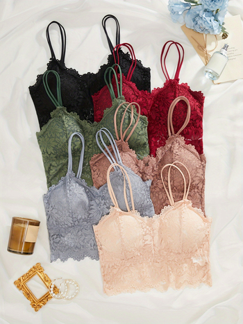 Set podprsenky a tielka z čipky – 6 dielov, hlavný materiál nylon, výstelka bavlna, košíčky bez formovania