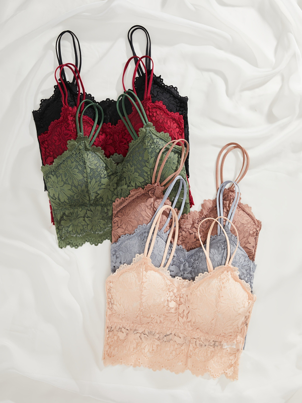 Set podprsenky a tielka z čipky – 6 dielov, hlavný materiál nylon, výstelka bavlna, košíčky bez formovania