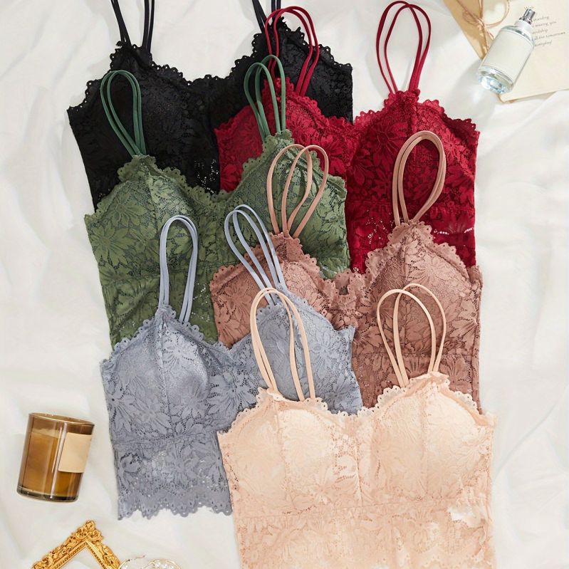 Set podprsenky a tielka z čipky – 6 dielov, hlavný materiál nylon, výstelka bavlna, košíčky bez formovania