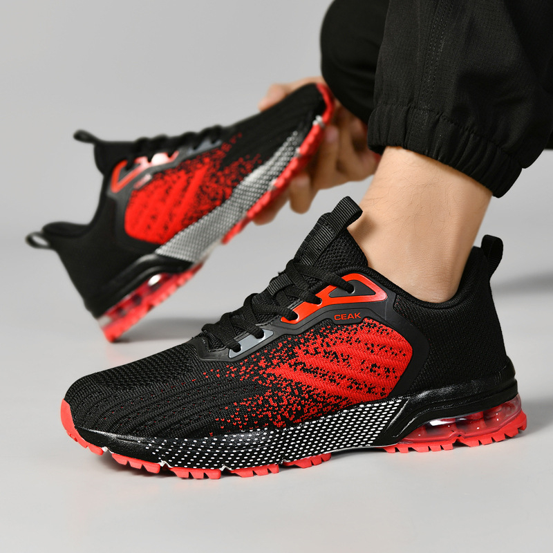 Pánske bežecké topánky s priedušným Fly-Knit vrškom, vzdušná Air-Cushion pre pohodlie, podrážka z gumy + EVA, šnúrky