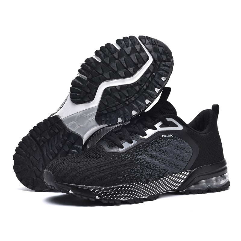 Pánske bežecké topánky s priedušným Fly-Knit vrškom, vzdušná Air-Cushion pre pohodlie, podrážka z gumy + EVA, šnúrky