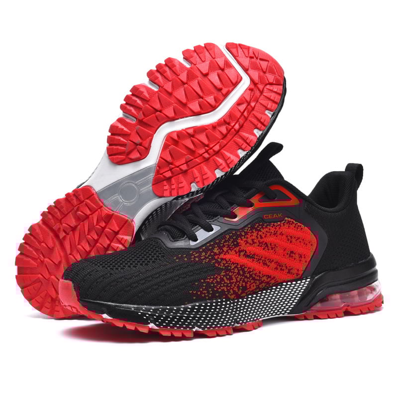 Pánske bežecké topánky s priedušným Fly-Knit vrškom, vzdušná Air-Cushion pre pohodlie, podrážka z gumy + EVA, šnúrky