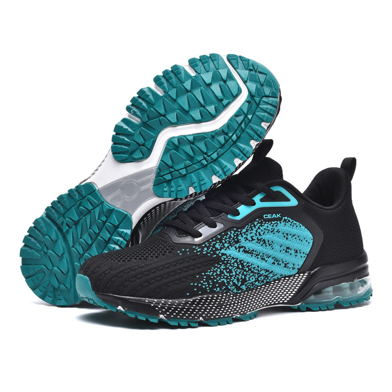 Pánske bežecké topánky s priedušným Fly-Knit vrškom, vzdušná Air-Cushion pre pohodlie, podrážka z gumy + EVA, šnúrky