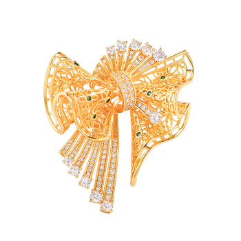 Brošňa z meďe, tvar mašličkového uzla, elektroplatovanie, XR11632, dámsky, vysoká trieda štýlu