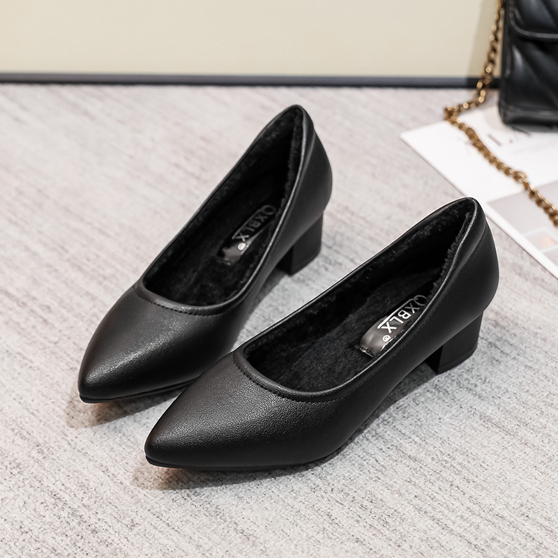 Ženské pohodlné denné slip-on topánky, špičatý nos, mikrovláknový vršok, gumová podrážka, 3–5 cm hrubý podpätok