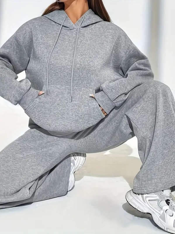 Dámsky dvojdielny set s kapucňou, s dlhými rukávmi a dlhými nohami, polyester ≥95%, mestský štýl