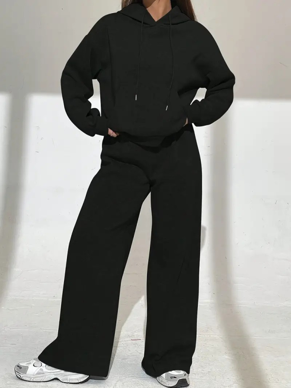 Dámsky dvojdielny set s kapucňou, s dlhými rukávmi a dlhými nohami, polyester ≥95%, mestský štýl