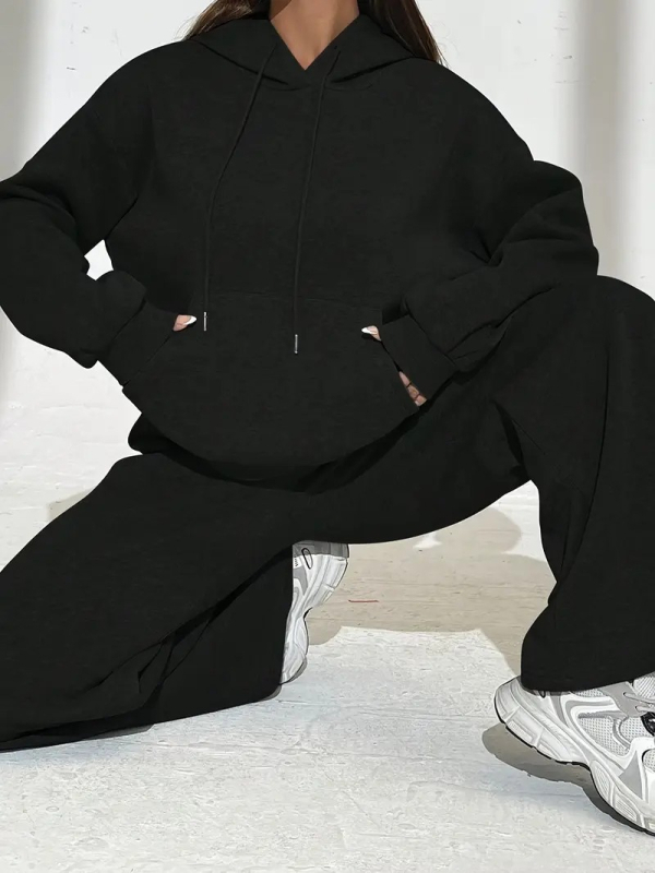 Dámsky dvojdielny set s kapucňou, s dlhými rukávmi a dlhými nohami, polyester ≥95%, mestský štýl