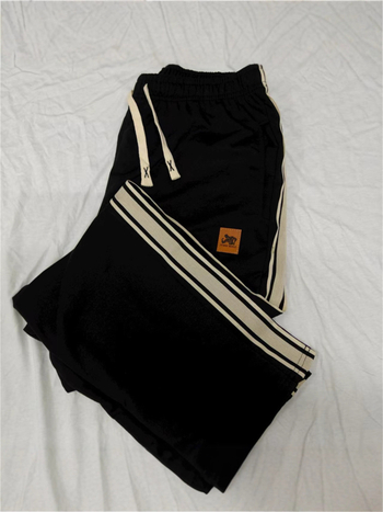 Pánske športové nohavice - rovný strih, pruhované, pre všetky ročné obdobia, šnúrkové zapínanie, stredná pás (rovný strih, pruhované, pre všetky ročné obdobia, šnúrkové zapínanie, stredná pás)