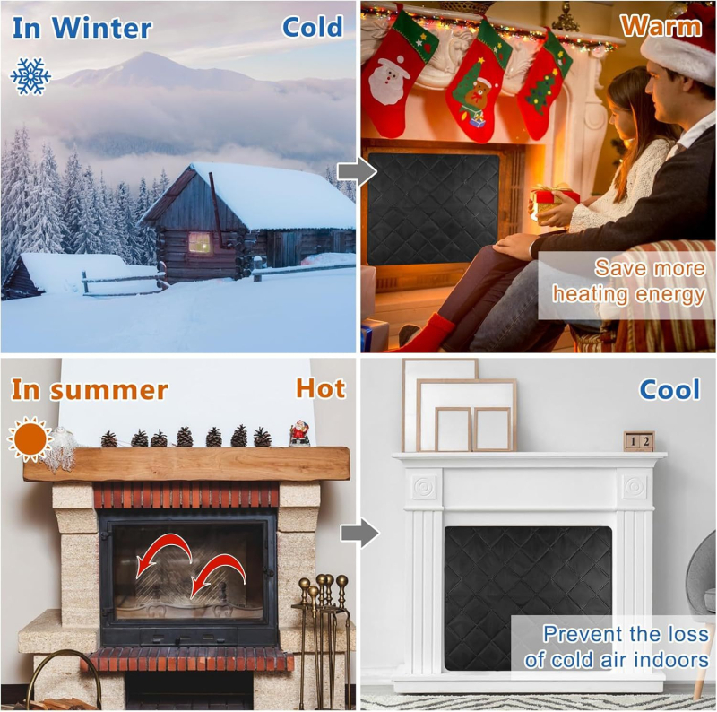 Magnetické krytie na krb zo textilu, jednofarebná, európsko-americký štýl, magnetická záves na dvere
