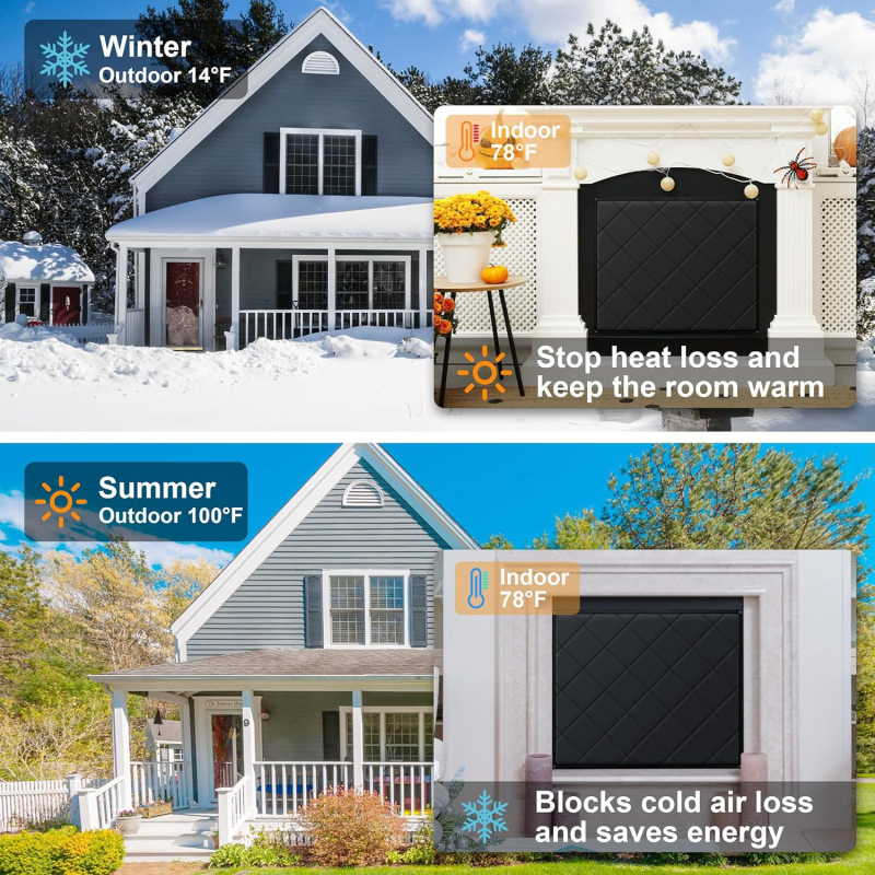 Magnetické krytie na krb zo textilu, jednofarebná, európsko-americký štýl, magnetická záves na dvere