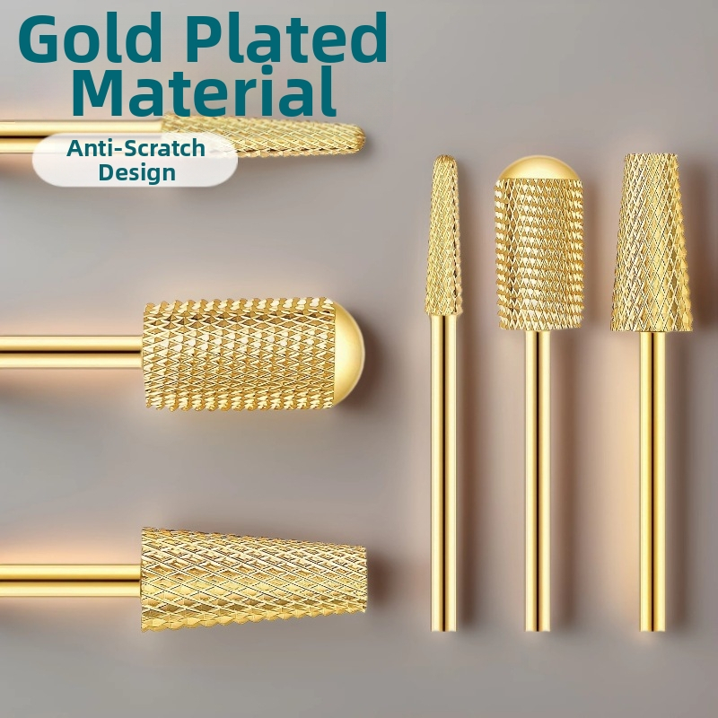 Trojdielny set na manikúru s wolframovou oceľou pre leštenie povrchu nechtov a odstraňovanie odumretej kože, cylindrická guľatá hlava, 30 g