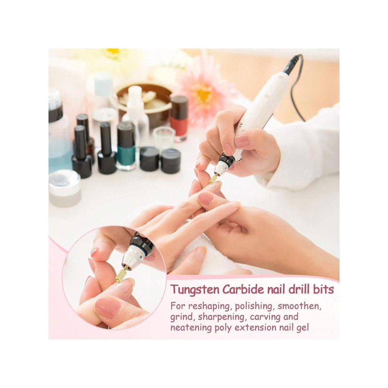 Trojdielny set na manikúru s wolframovou oceľou pre leštenie povrchu nechtov a odstraňovanie odumretej kože, cylindrická guľatá hlava, 30 g