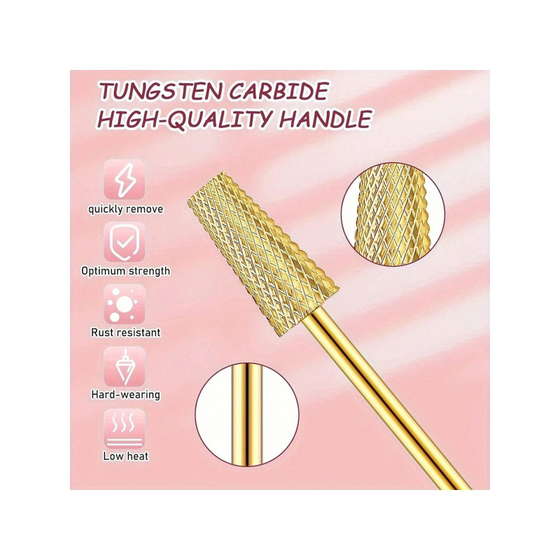 Trojdielny set na manikúru s wolframovou oceľou pre leštenie povrchu nechtov a odstraňovanie odumretej kože, cylindrická guľatá hlava, 30 g