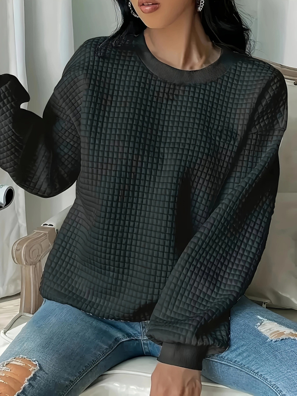 Ženski pulover s dugim rukavima, okrugli izrez, poliester, klasičan kroj