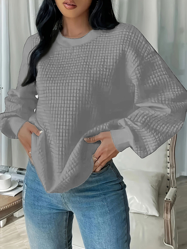 Ženski pulover s dugim rukavima, okrugli izrez, poliester, klasičan kroj