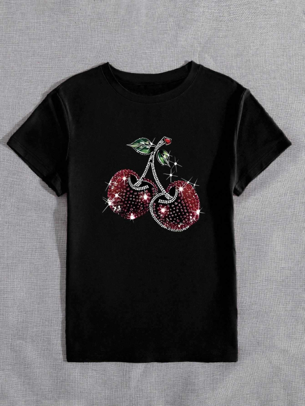 Dámske tričko so sakura potlačou, okrúhly výstrih, krátke rukávy, polyester s elastanom, rovný strih, leto 2025