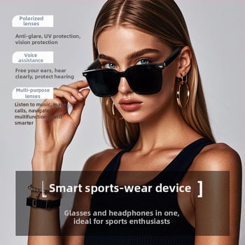 GS01 viedās brillēs ar audio zvaniem un mūzikas atskaņošanu, UV400 aizsardzība, taustes vadība, bezvadu diapazons 10 m