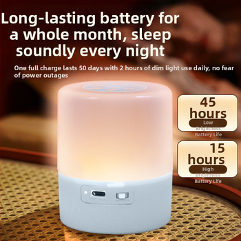 Nabíjateľná stolná nočná lampička s dotykovým vypínačom, geometrické plastové tienidlo, ambientné osvetlenie