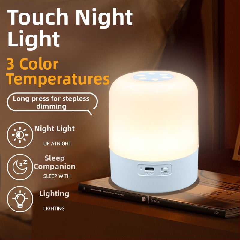 Nabíjateľná stolná nočná lampička s dotykovým vypínačom, geometrické plastové tienidlo, ambientné osvetlenie