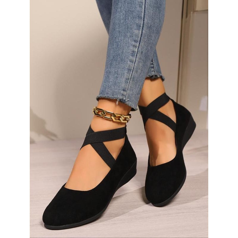 Dámske šľapky s krížovým remienkom a klinovým podpätkom, špička v tvare rybej úst, vysoké opätky (>8 cm), rocking podrážka, PE podrážka