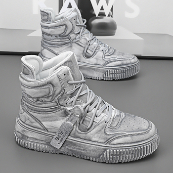 Skate topánky pre mužov a ženy, kožený vršok, vysoký vrch, šnúrky, podrážka PVC