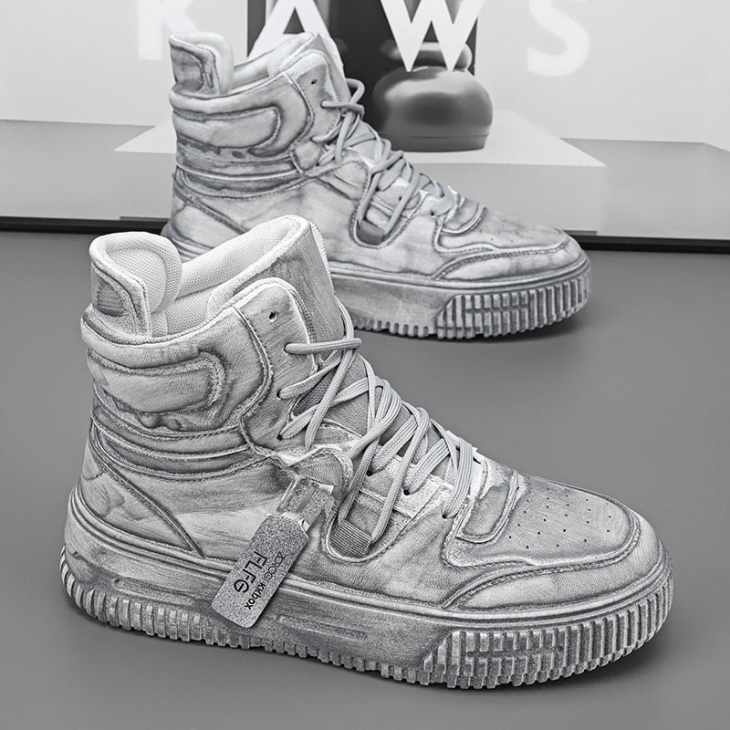 Skate topánky pre mužov a ženy, kožený vršok, vysoký vrch, šnúrky, podrážka PVC