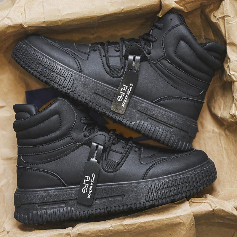 Skate topánky pre mužov a ženy, kožený vršok, vysoký vrch, šnúrky, podrážka PVC