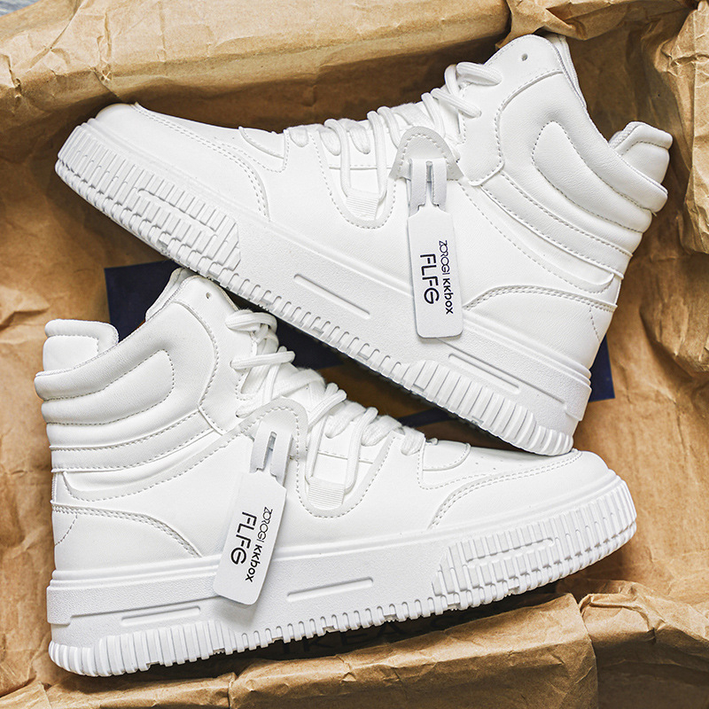 Skate topánky pre mužov a ženy, kožený vršok, vysoký vrch, šnúrky, podrážka PVC