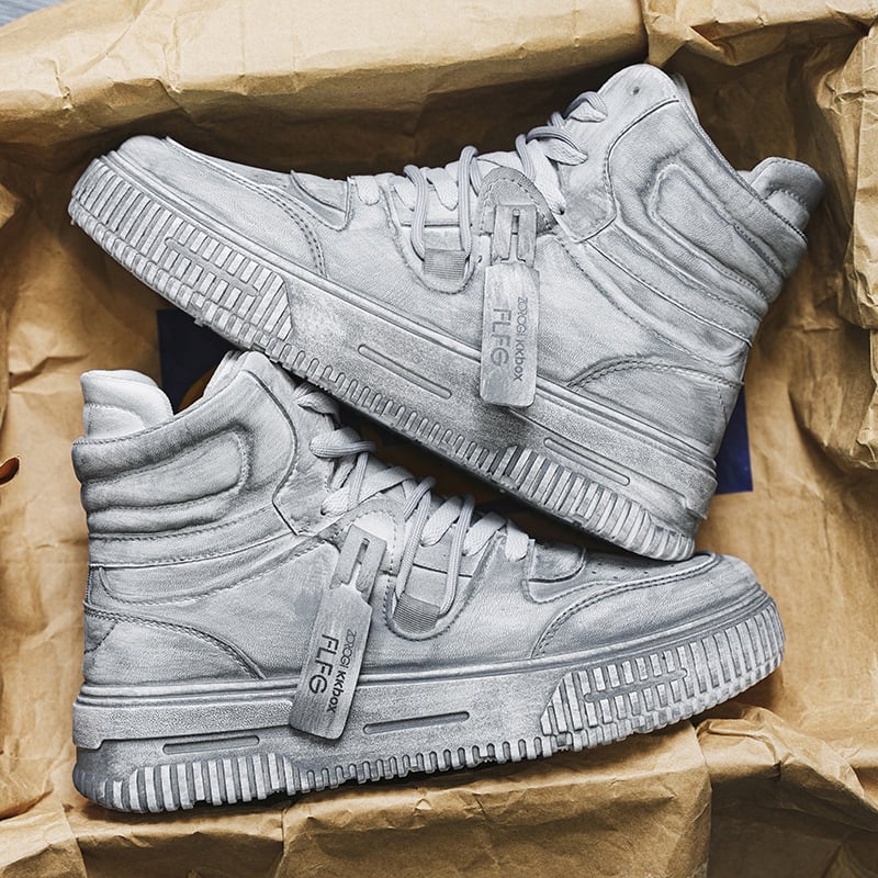 Skate topánky pre mužov a ženy, kožený vršok, vysoký vrch, šnúrky, podrážka PVC