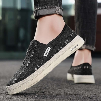 Pánske tenisky z plátna, priedušné, ľahké, odolné voči opotrebeniu, na šnúrky, gumová podrážka