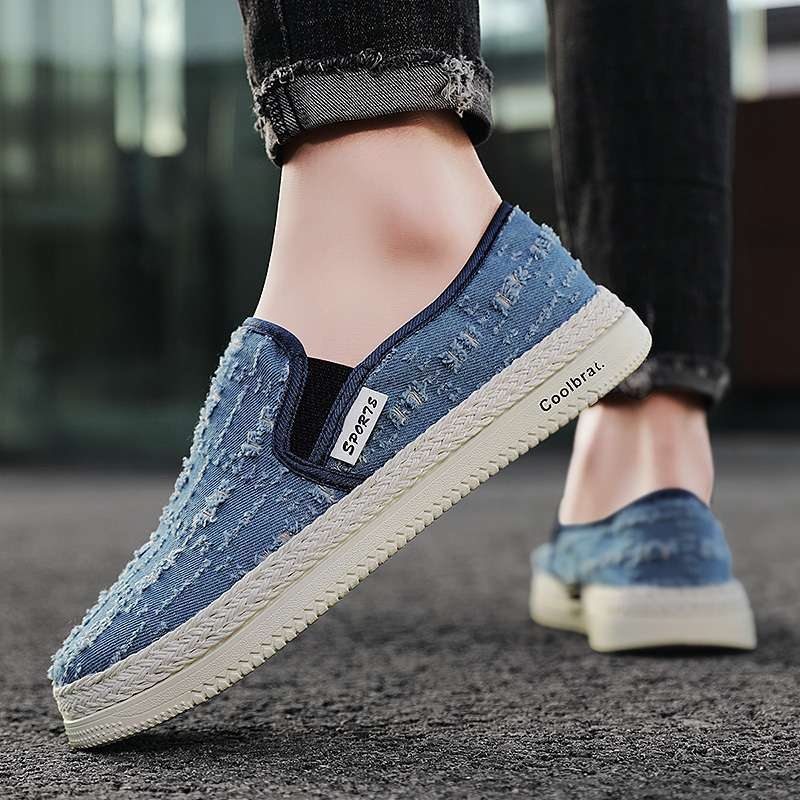 Pánske tenisky z plátna, priedušné, ľahké, odolné voči opotrebeniu, na šnúrky, gumová podrážka