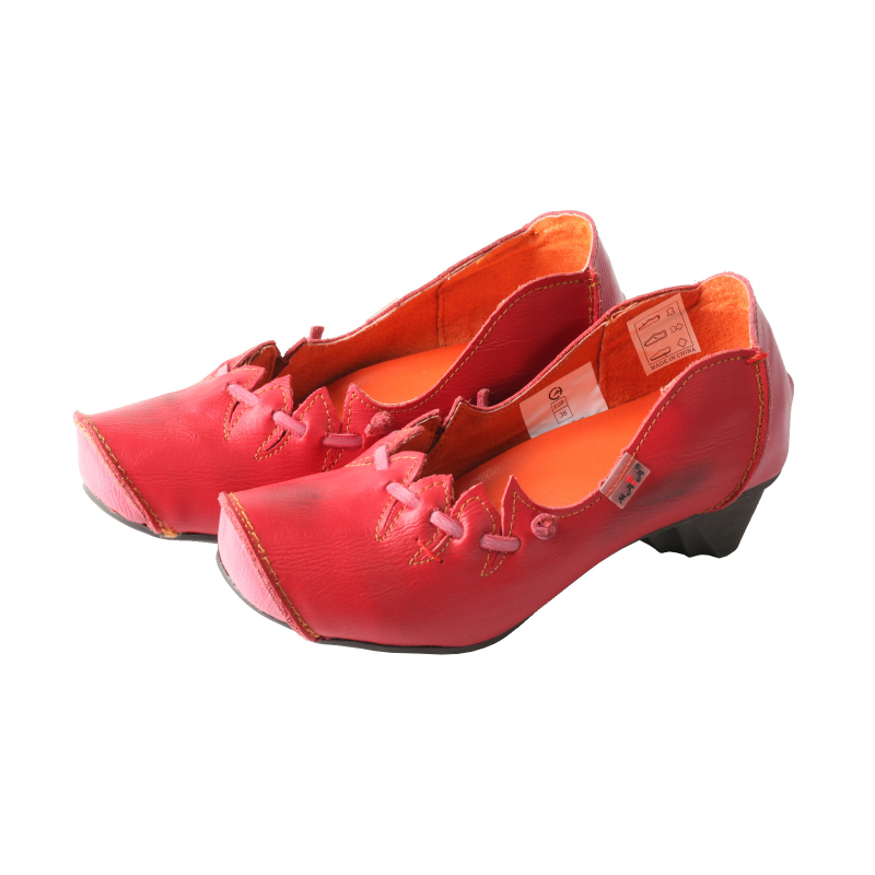 Topánky typu boat s Peep Toe, vrchnok z hovädzej kože, nízky hrubý podpätok, podrážka z TPR