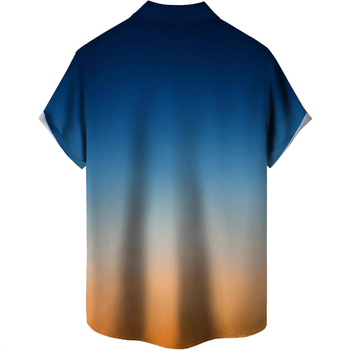 Košele s krátkymi rukávmi, 3D tlač, Slub bavlna s elastanom a polyesterom, golier košeľový, jedno gombové zapínanie, voľný casual strih, jar 2025