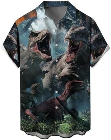 Košele s krátkymi rukávmi, 3D tlač, Slub bavlna s elastanom a polyesterom, golier košeľový, jedno gombové zapínanie, voľný casual strih, jar 2025